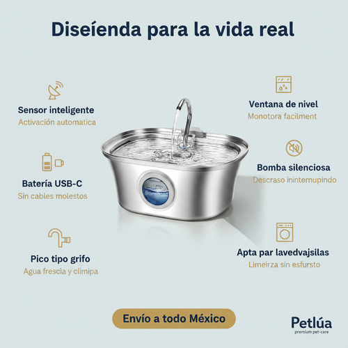 PetLúa Premium 3.2 L Stainless Steel Pet Water dispenser