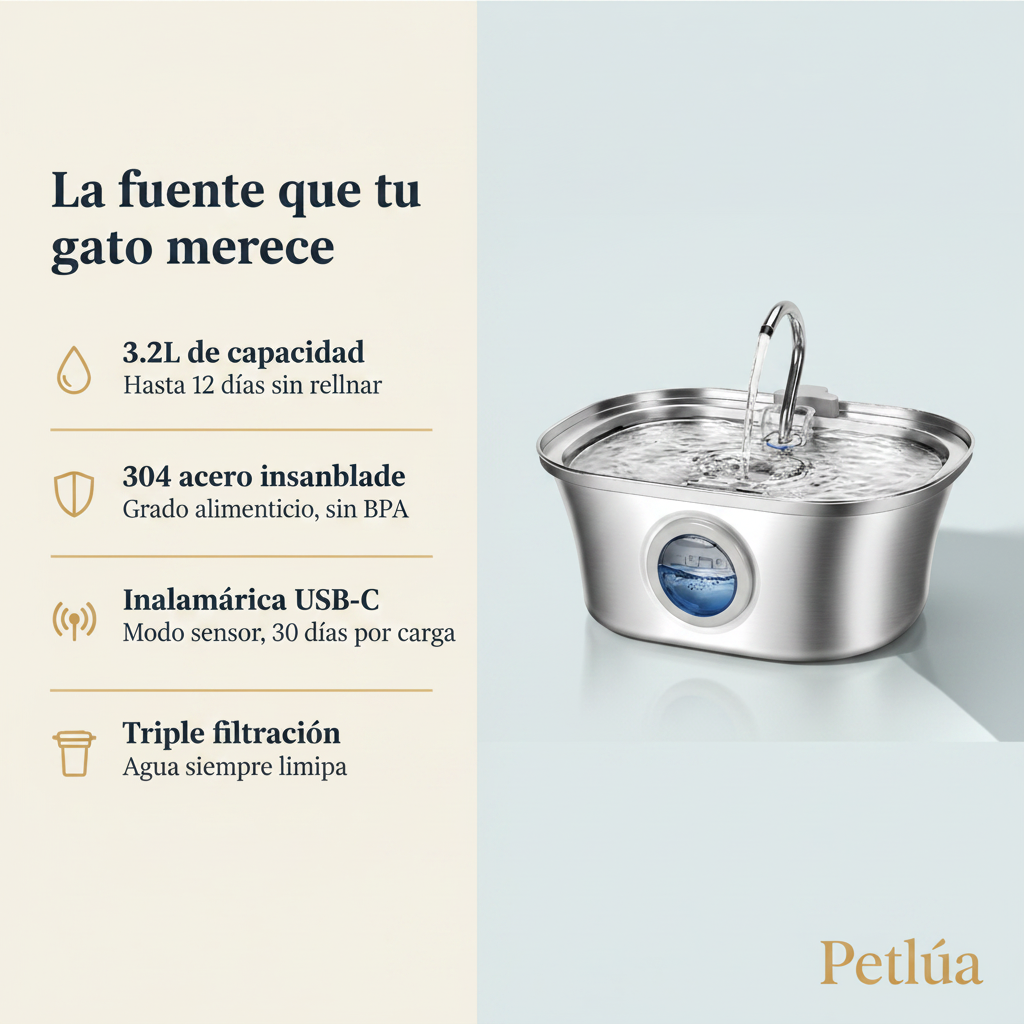 PetLúa Premium 3.2 L Stainless Steel Pet Water dispenser