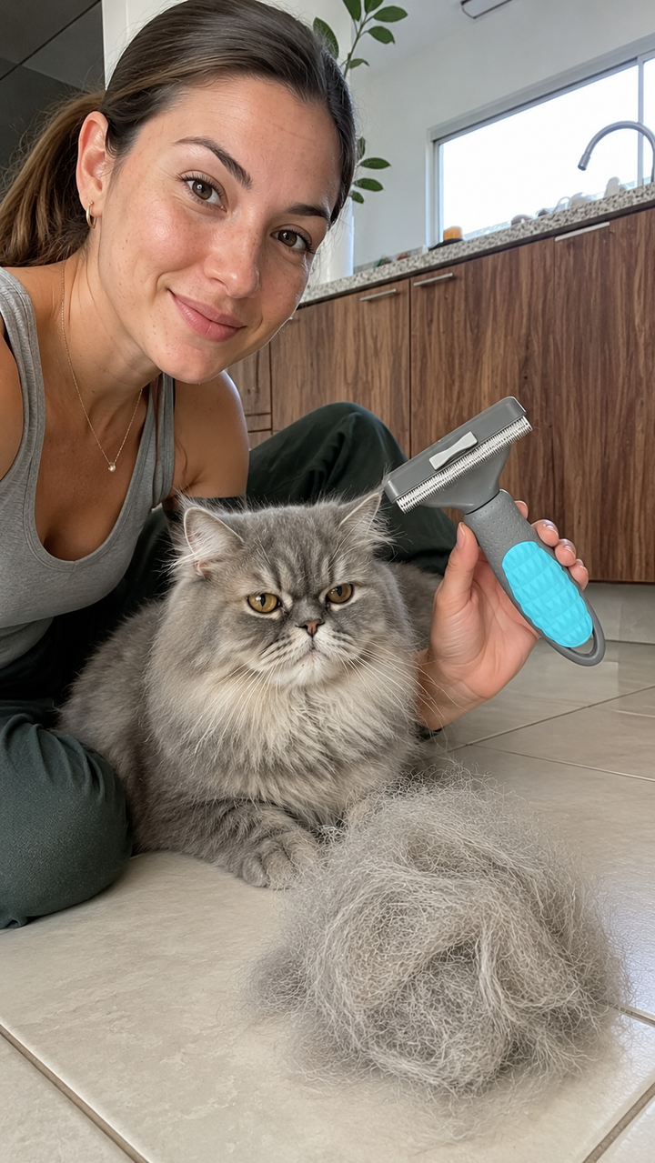 Mi gata persa por fin deja de hacer bolas de pelo